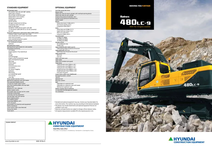 Hyundai R480LC-9 machine manual cover: Hyundai R480LC-9 Product brochure