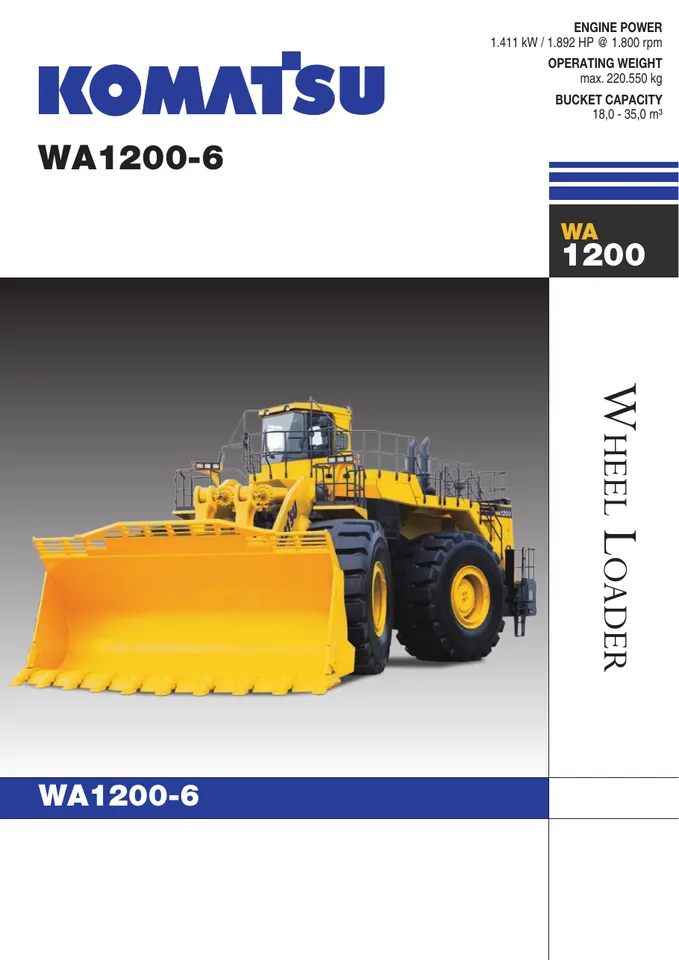 Komatsu WA1200-6 machine manual cover: komatsu-wa1200-6-362355c707ba-product-brochure