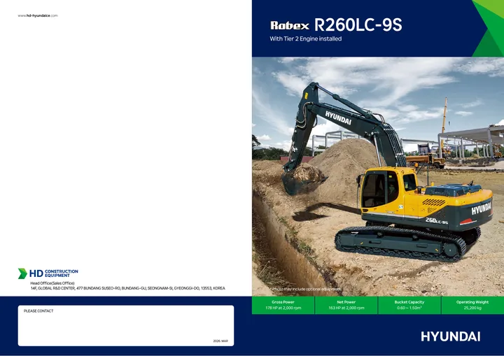 Hyundai R260LC-9S machine manual cover: Hyundai R260LC-9S Product brochure