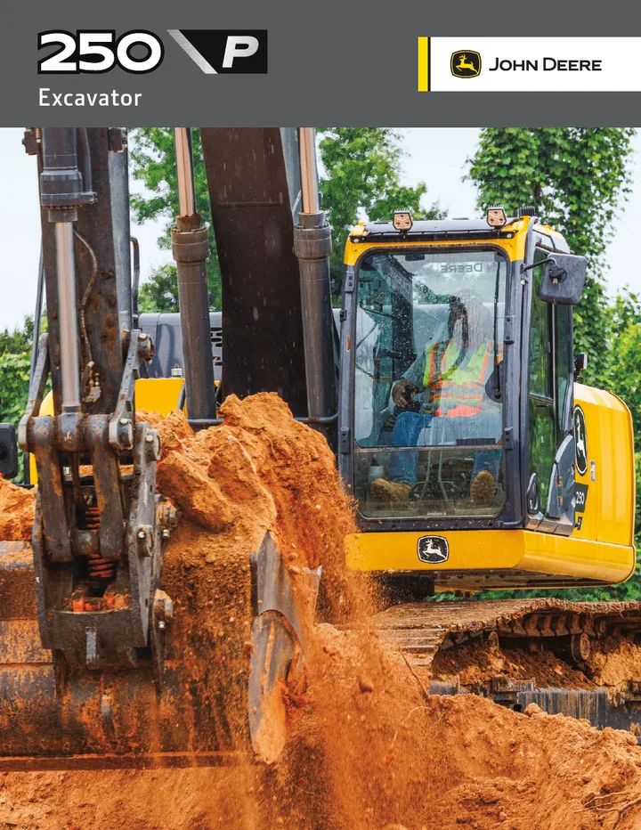 John Deere 250P machine manual cover: john-deere-250p-b4cfc4d795-official-brochure