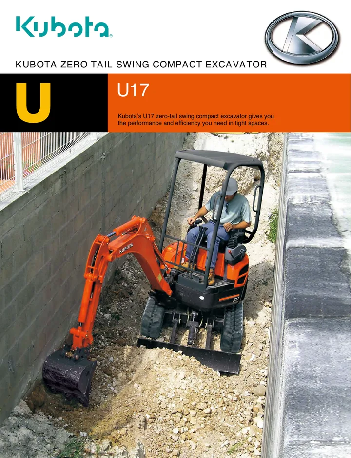 Kubota U17 machine manual cover: Kubota U17 Product brochure