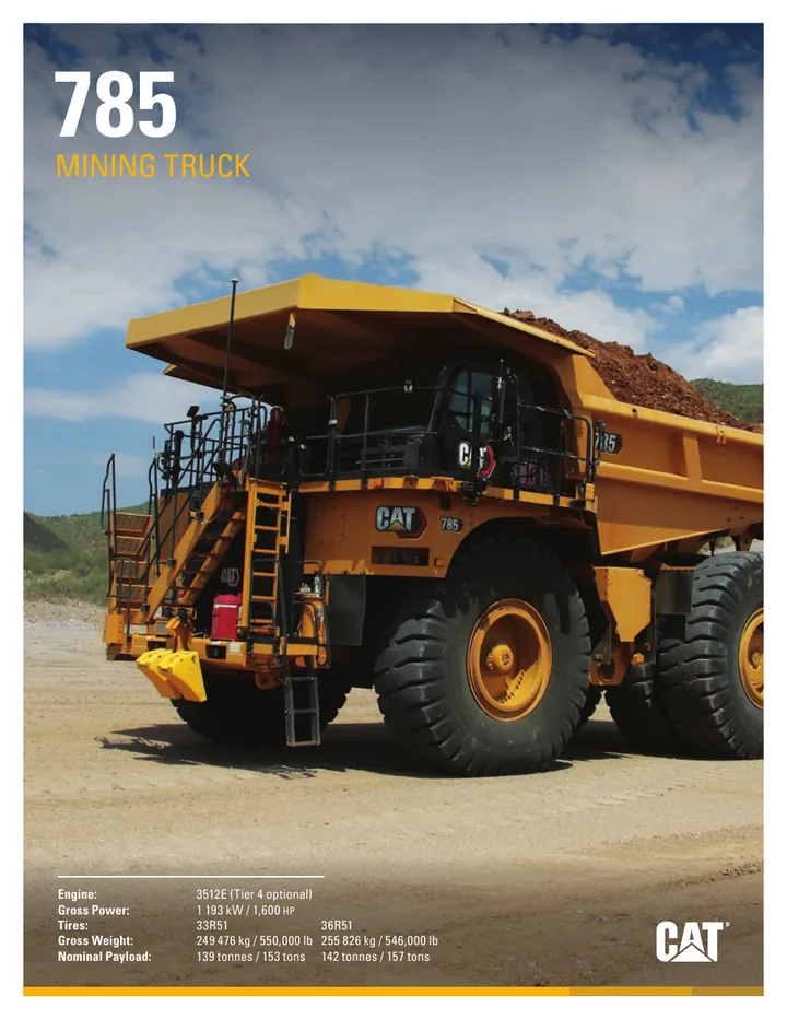 Caterpillar CAT®785 machine manual cover: Caterpillar CAT®785 Product brochure
