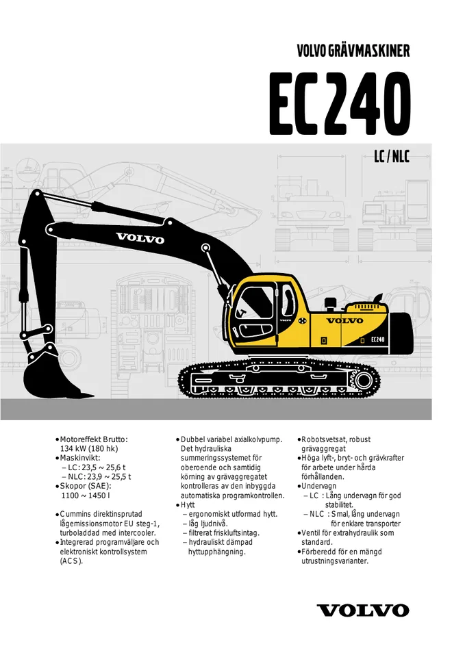 Volvo EC240 machine manual cover: Volvo EC240 Archived product document