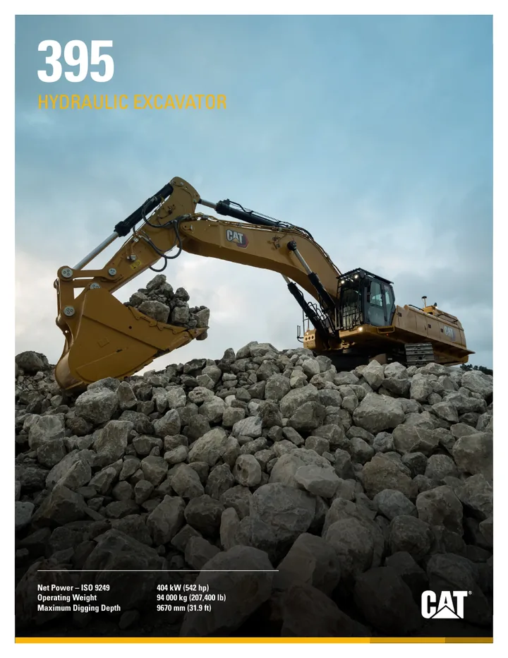 Caterpillar CAT®395 machine manual cover: Caterpillar CAT®395 Product brochure