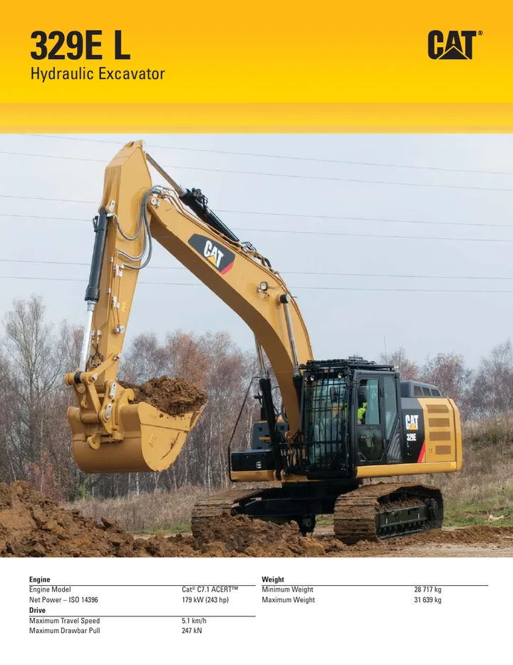 Caterpillar CAT®329E L machine manual cover: caterpillar-329e-l-product-brochure-c820178