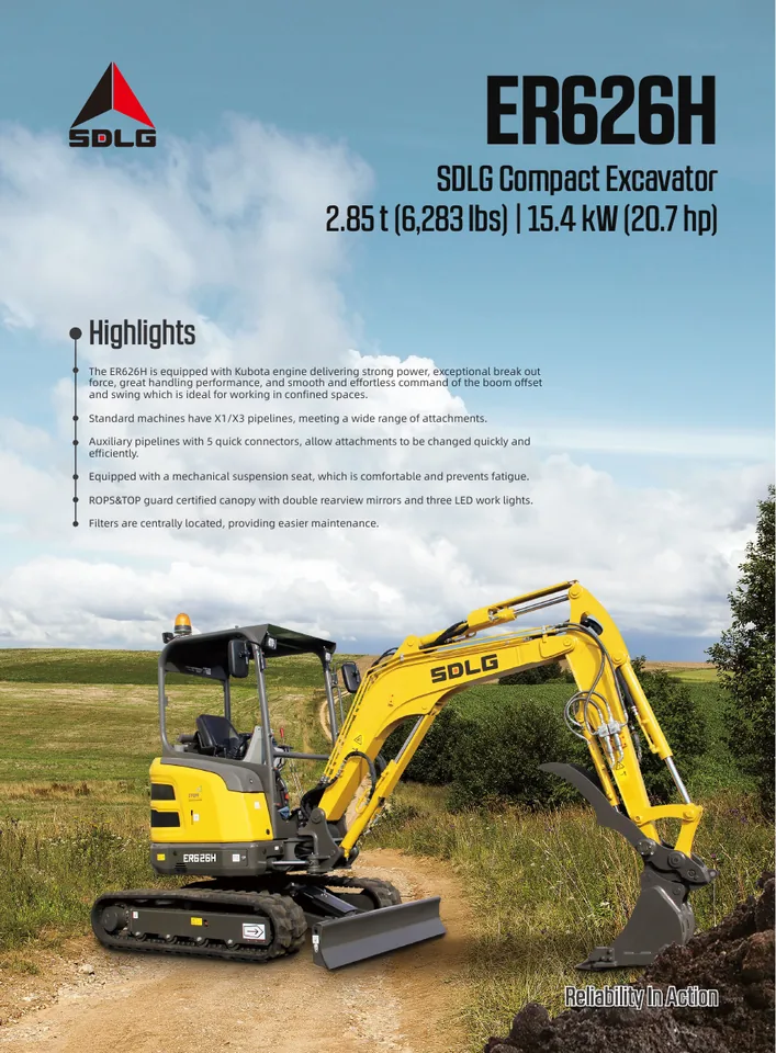 SDLG ER626H machine manual cover: SDLG ER626H Product brochure