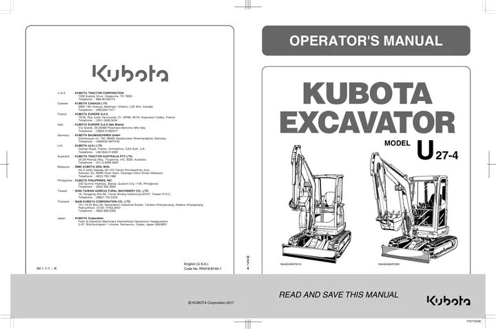 Kubota U27-4 设备手册外胶层