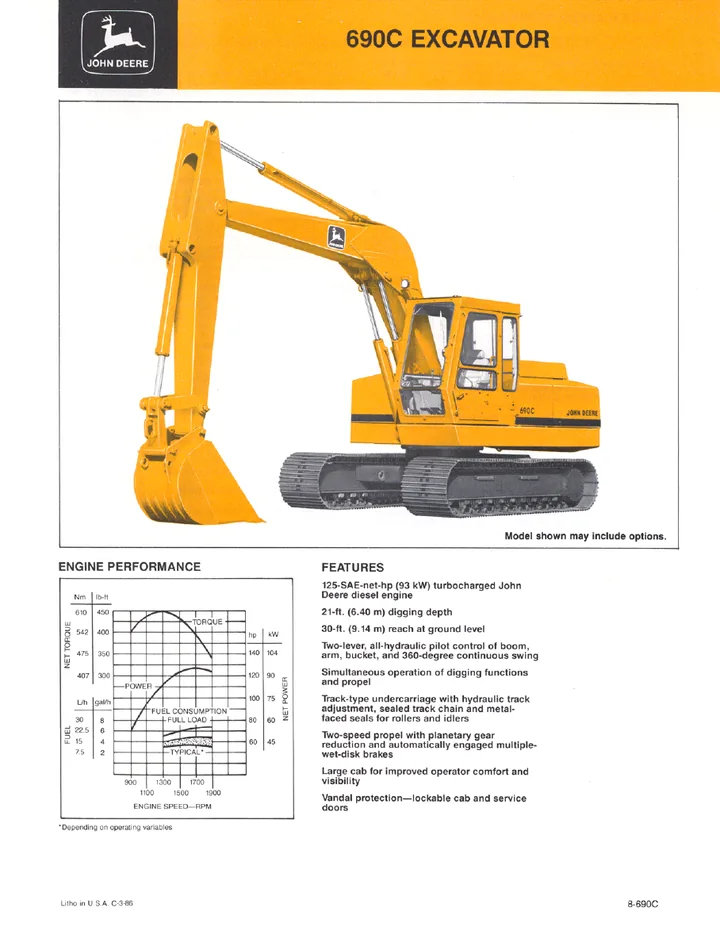 John Deere 690C machine manual cover: john-deere-690c-bfbc888029-official-brochure