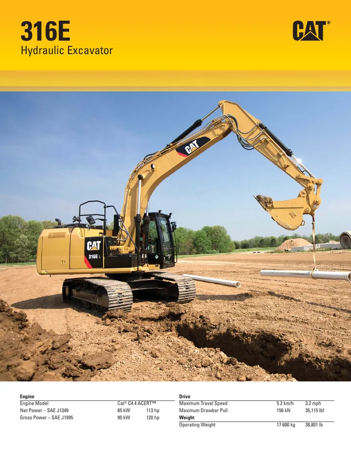 Caterpillar CAT®316E L machine manual cover