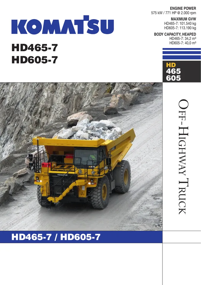 Komatsu HD465-7 machine manual cover: komatsu-hd465-7-3bf73caeb6ae-product-brochure
