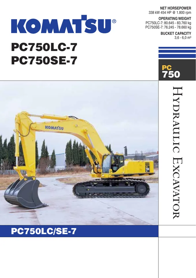 Komatsu PC750SE-7 machine manual cover: komatsu-pc750se-7-d462156f6f63-product-brochure