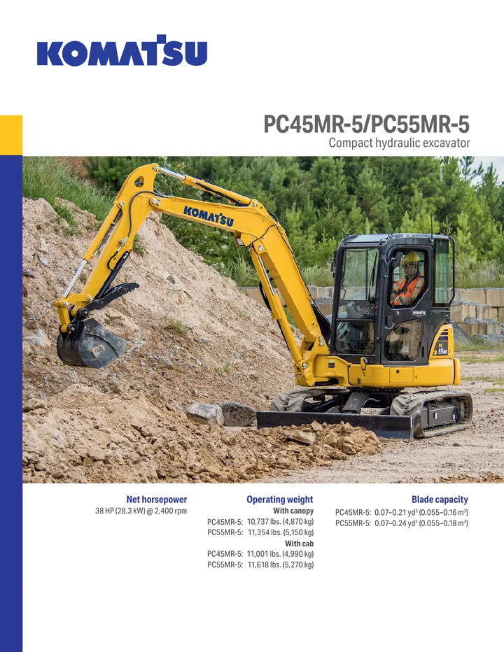 Komatsu PC45MR-5 / PC55MR-5 machine manual cover