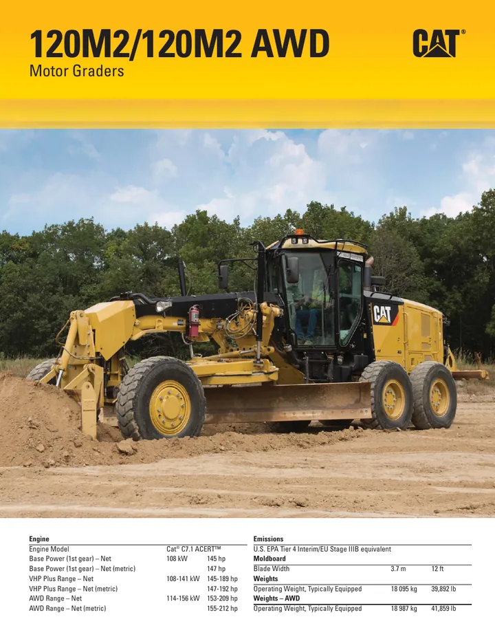 Caterpillar CAT®120M2 machine manual cover