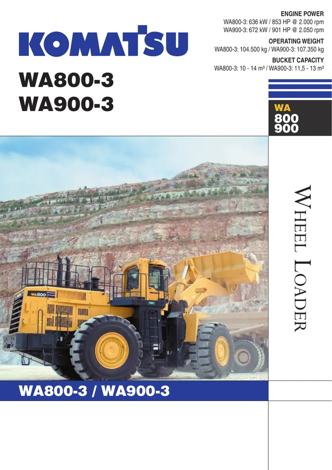 Komatsu WA800-3 machine manual cover: komatsu-wa800-3-2da83de325b8-product-brochure
