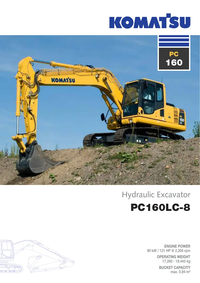 Komatsu PC160LC-8 machine manual cover: komatsu-pc160lc-8-fb1400bae2ff-product-brochure
