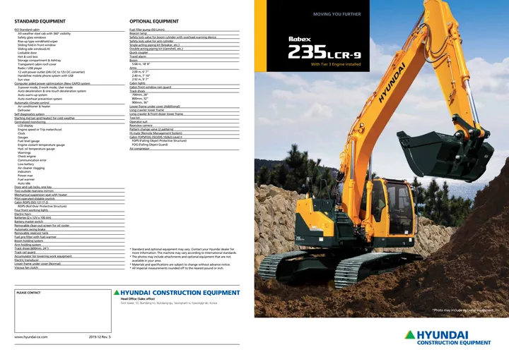 Hyundai R235LCR-9 machine manual cover: Hyundai R235LCR-9 Product brochure