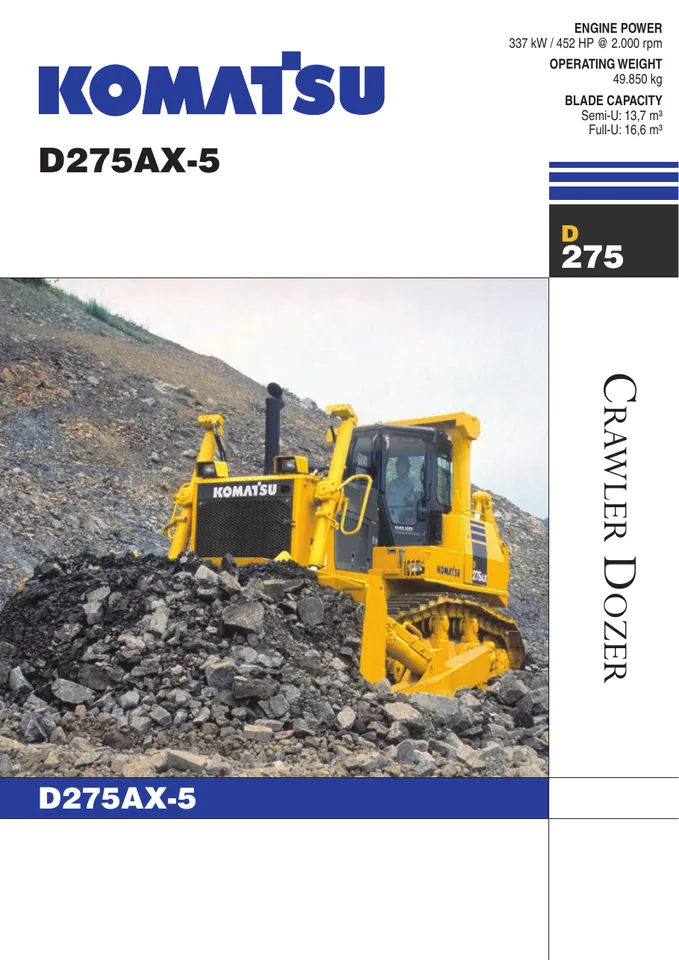Komatsu D275AX-5 machine manual cover: komatsu-d275ax-5-7a94b0781ddc-product-brochure