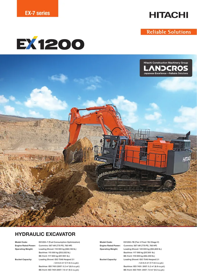 Hitachi EX1200-7 machine manual cover
