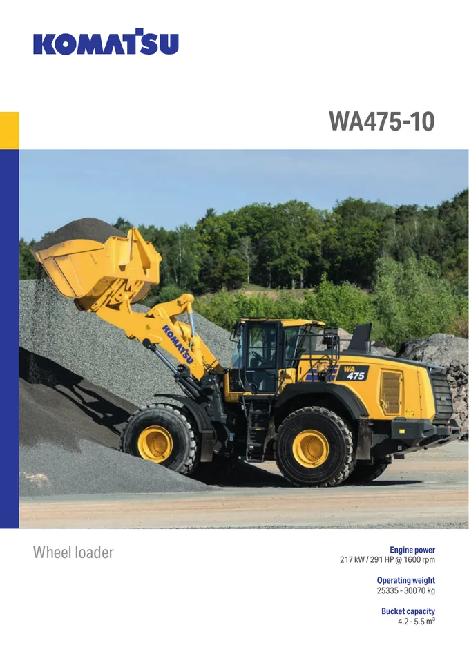 Komatsu WA475-10 machine manual cover: komatsu-wa475-10-26dd51fe8e11-product-brochure