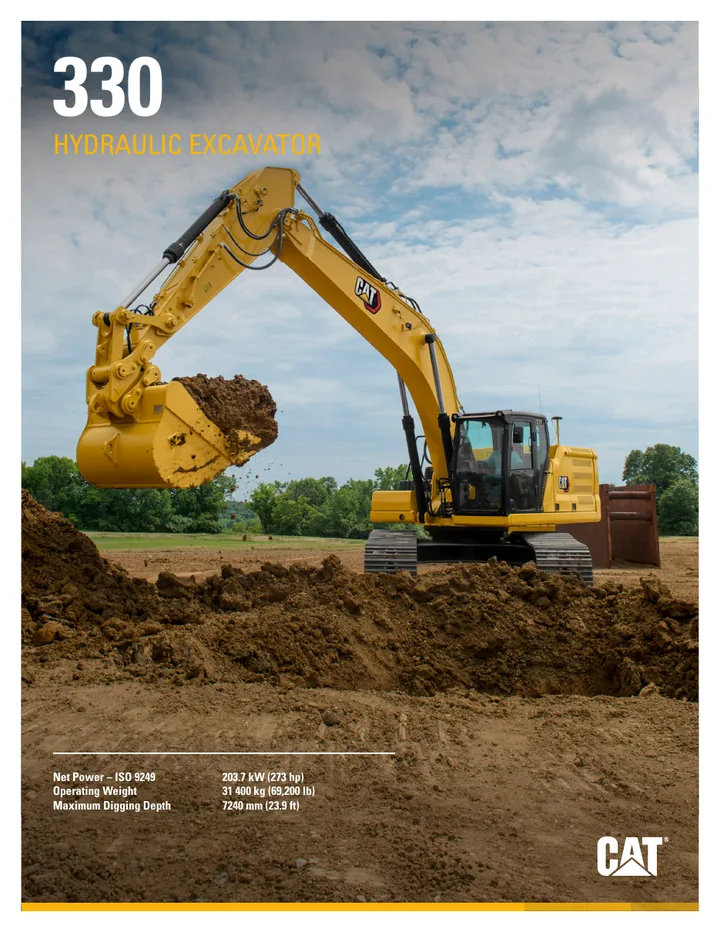Caterpillar CAT®330 machine manual cover: Caterpillar CAT®330 Product brochure