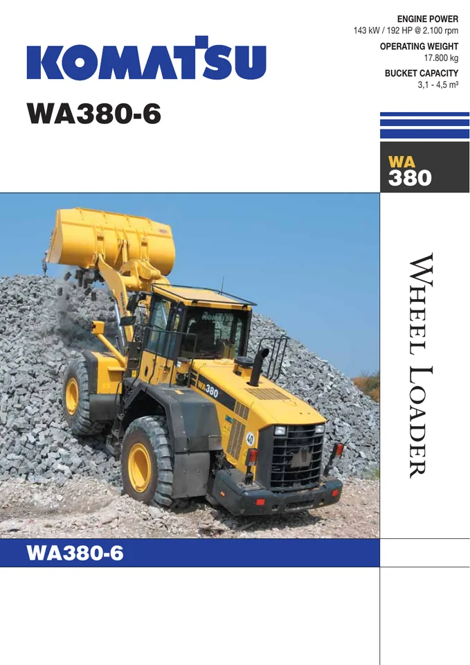 Komatsu WA380-6 machine manual cover: komatsu-wa380-6-ab4c983e58d8-product-brochure