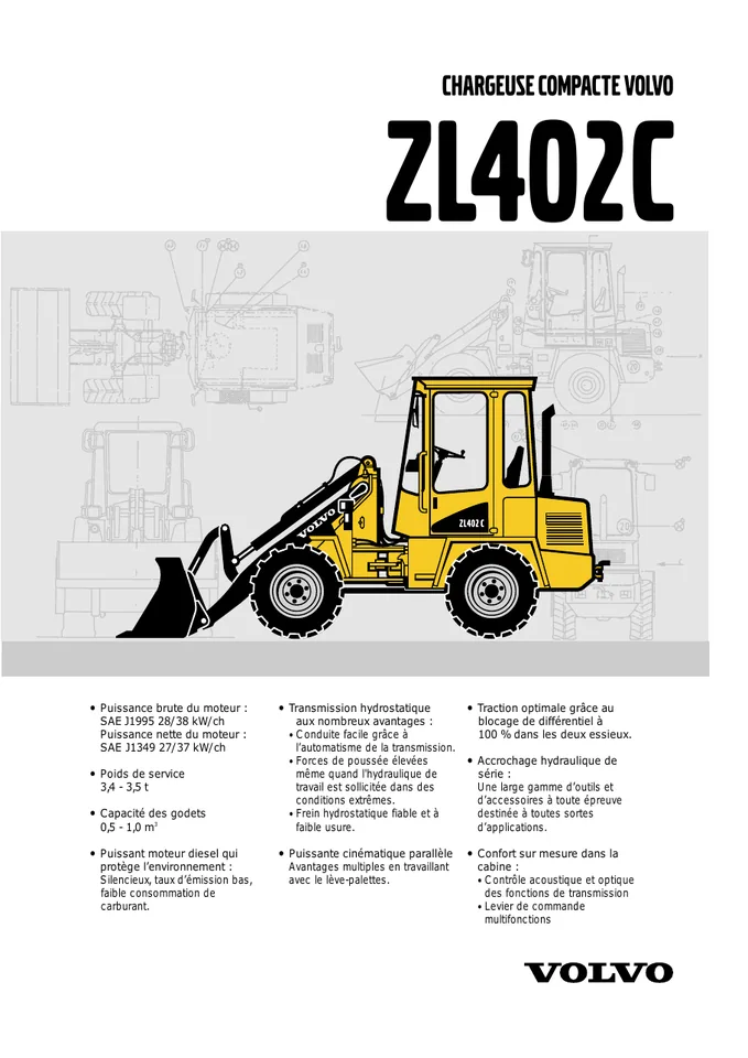 Volvo ZL402C machine manual cover: Volvo ZL402C Archived product document