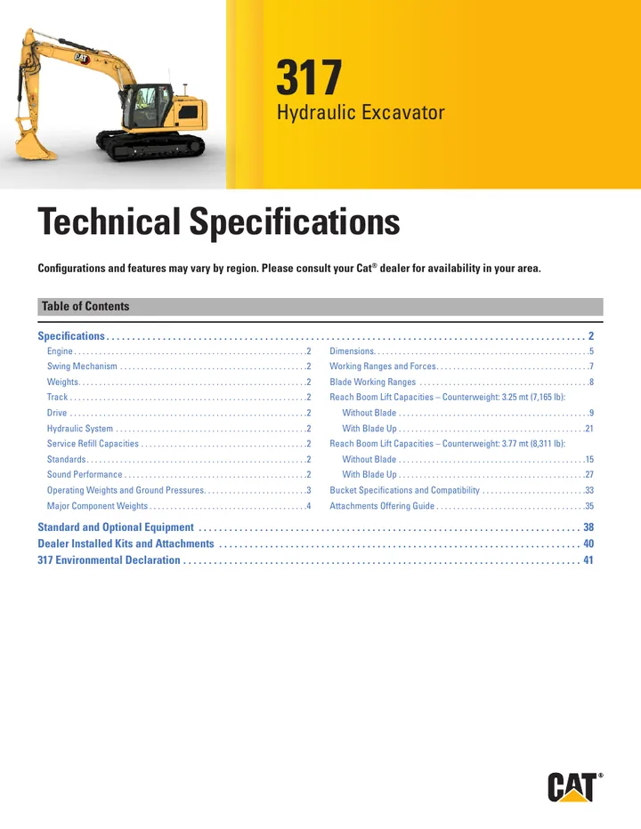 Caterpillar CAT®317 machine manual cover