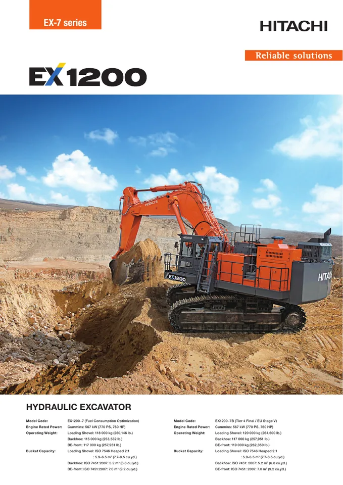 Hitachi EX1200-7 machine manual cover
