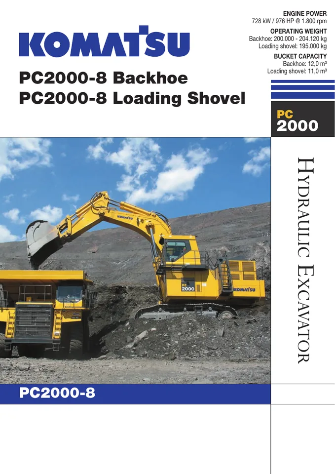 Komatsu PC2000-8 machine manual cover: komatsu-pc2000-8-2db1a7fdb9fa-product-brochure