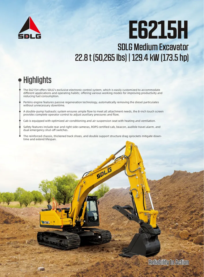 SDLG E6215H machine manual cover: SDLG E6215H Product brochure
