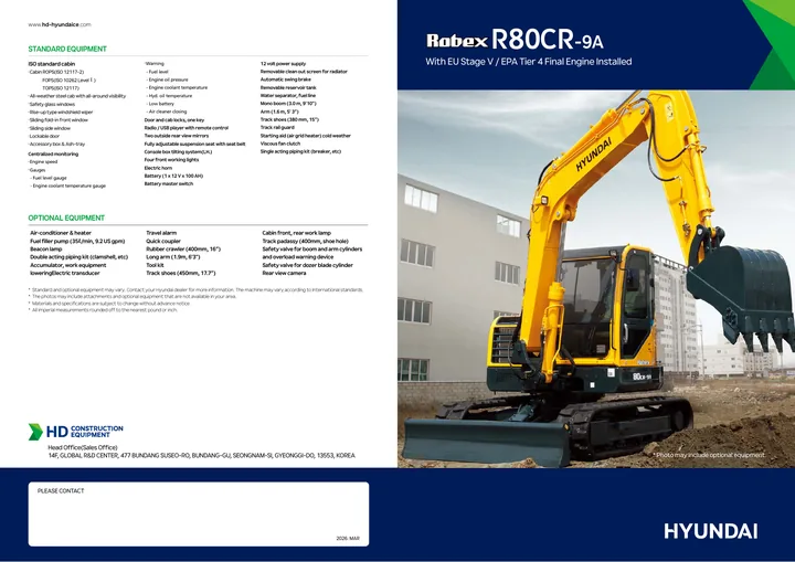 Hyundai R80CR-9A machine manual cover: Hyundai R80CR-9A Product brochure