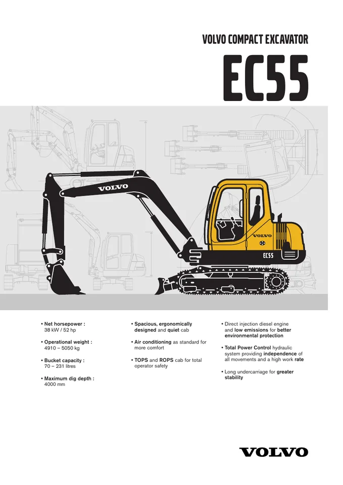 Volvo EC55 machine manual cover: Volvo EC55 Archived product document
