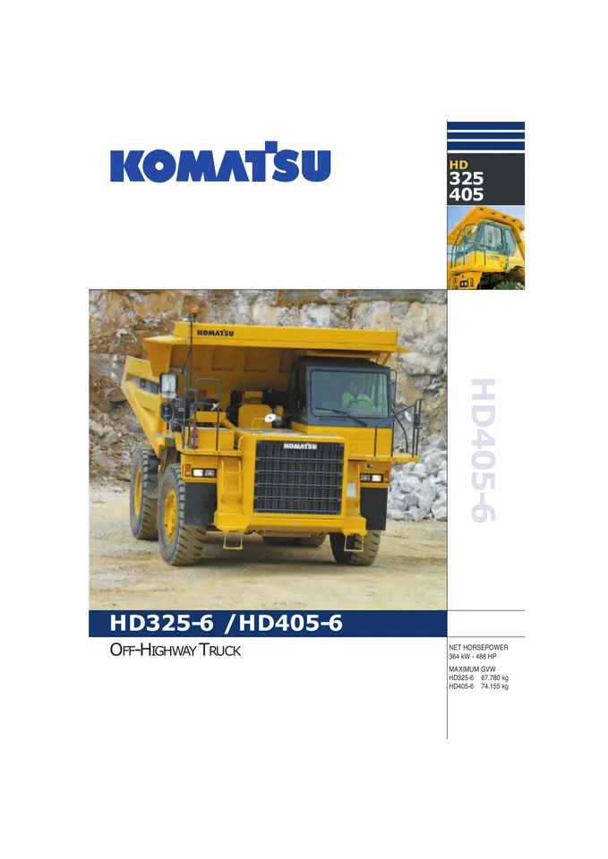 Komatsu HD325-6 machine manual cover: komatsu-hd325-6-1847e8a513f6-product-brochure