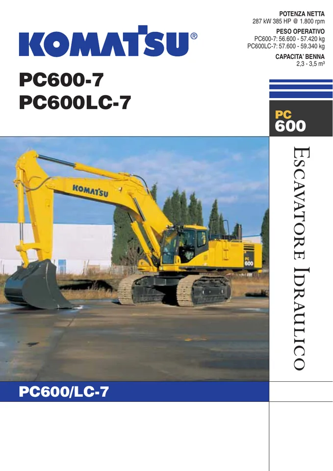 Komatsu PC600-7 machine manual cover: komatsu-pc600-7-2a823c3b4c9f-product-brochure