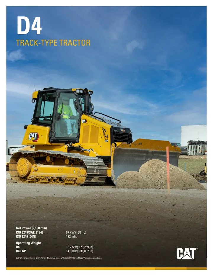 Caterpillar CAT®D4 machine manual cover: Caterpillar CAT®D4 Product brochure