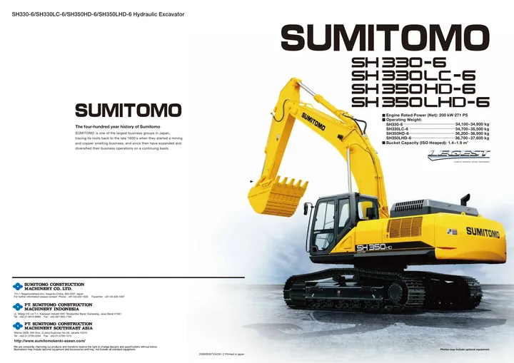 Sumitomo SH350LHD-6 machine manual cover: Sumitomo SH350LHD-6 Product brochure
