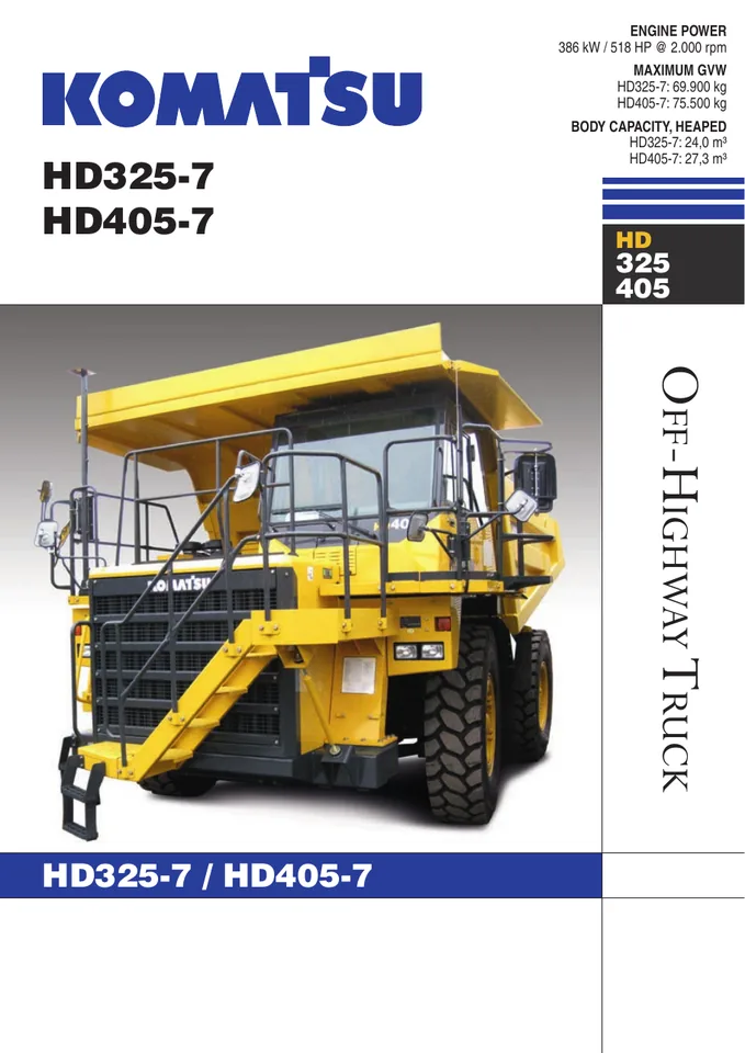 Komatsu HD405-7 machine manual cover: komatsu-hd405-7-181984613969-product-brochure