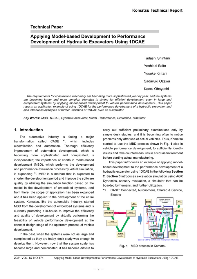 Komatsu Applying Model-based Development to Performance Development of Hydraulic 设备手册外胶层