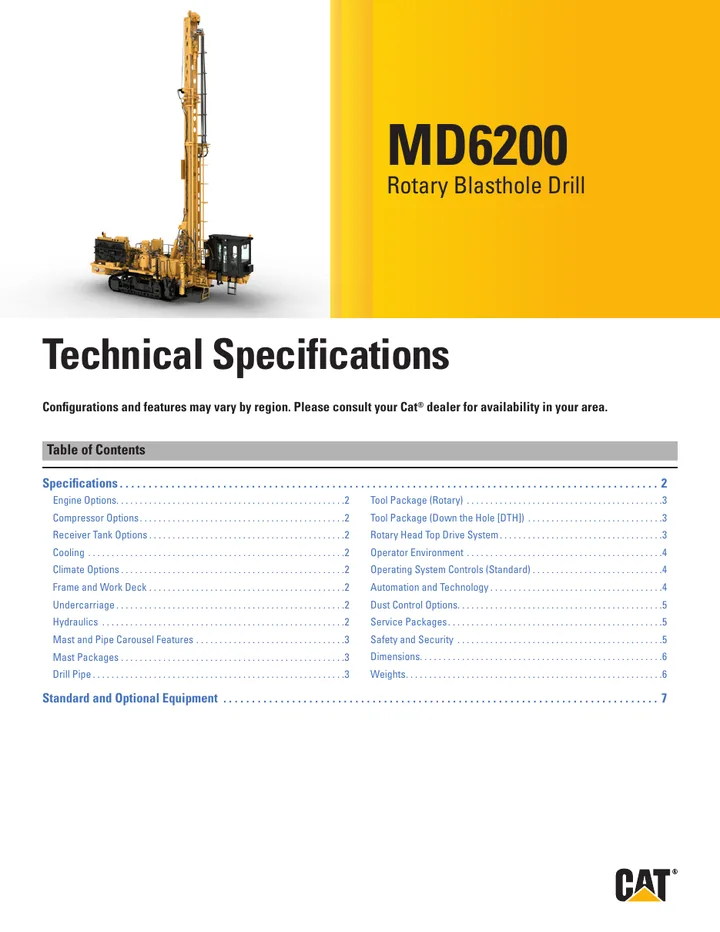 Caterpillar MD6200 machine manual cover: Caterpillar MD6200 Technical specification